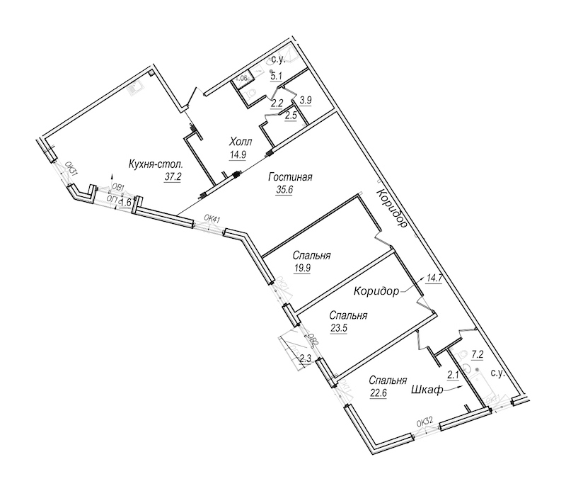 4-комнатная квартира 192.9 м², 6/8 эт., Комплекс апартаментов «Meltzer Hall»